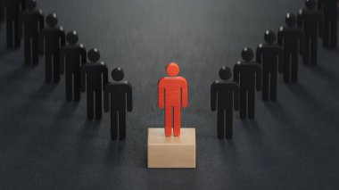 Tahta figürlerden oluşan bir kalabalık kayıp bir çocuğun etrafını sardı. Ailelerini kaybeden ebeveynler küçük bir çocuktur. Bir yetim, bir dilenci, siyah arka planda yalnız bir çocuk..