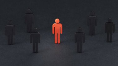 Tahta figür etki ve güç göstermek için ekiple birlikte duruyor. Lider takımın iş yönetimi kavramı, başarılı bir yarışma galibi ve nüfuzlu bir lider.