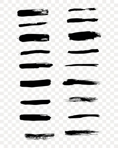 Set Black Paint Ink Brush Strokes Brushes Lines Grungy Vector — Stock Vector