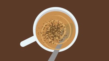 Kahveyi fincanda kaşıkla karıştırmak.