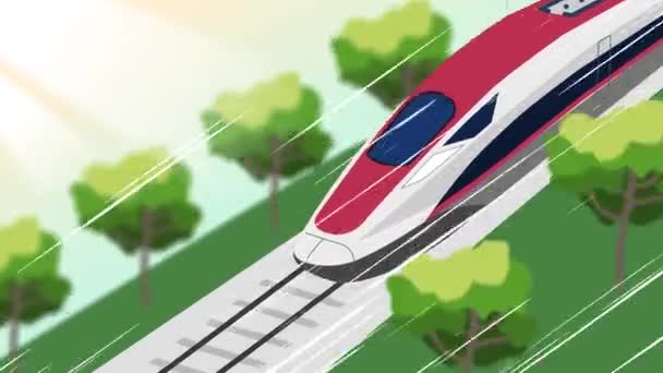 Цикл Быстрый Поезд Проходящий Через Красивые Пейзажи Пейзаж — стоковое видео