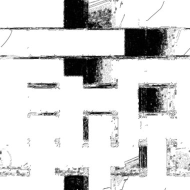 Çıkarılan tıkanık, bulanık, titrek, noktalı ve uçuk beyaz, çeşitli boyutlarda siyah ve loş gri şekiller. 