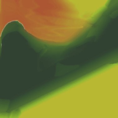 Floresan Cadısı, Çemberler atomik, gradyan, sisli, dalgalı ve pixelate koyu zeytin yeşili, sienna ve koyu gri arkaplan 