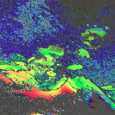 Array Fucked Memorials, Beautiful breezy and pixelate colorful patterns hovering over plain ground