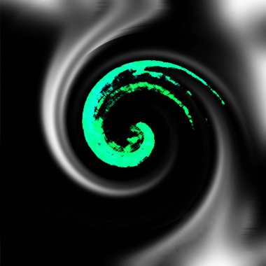 Siyah arkaplanda yeşil bir spiral