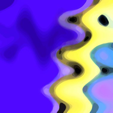 Sarı ve mavi soyut bir yüz resmi.