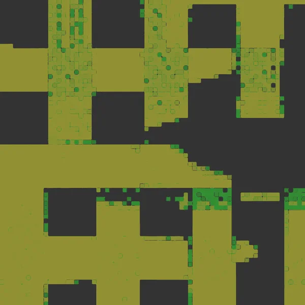 a pixel image of a green and black building