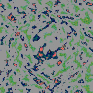 Yeşil ve kırmızı şekilli bir desen.