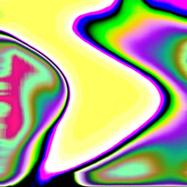 Parlak sarı ve yeşil kıvrımlı renkli soyut bir arka plan.