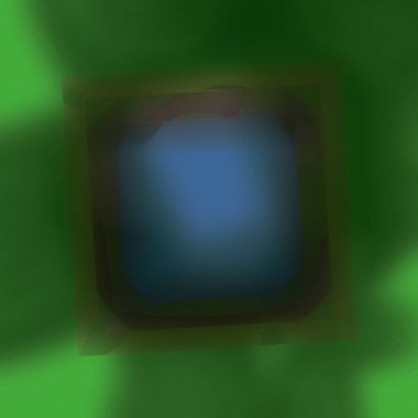 Yeşil arkaplanı olan kare bir nesne