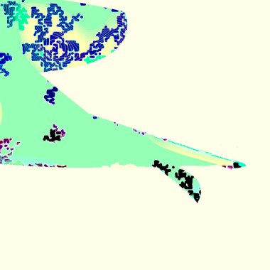 Gökyüzünde renkli bir arka planı olan bir kuş.