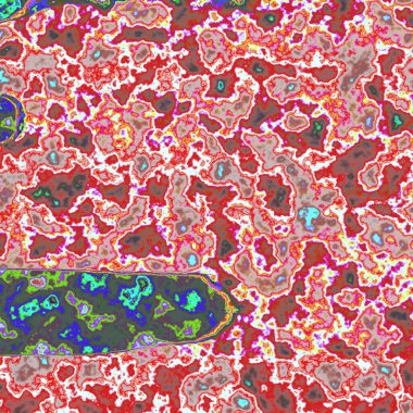 Çok uzun kuyruklu çok renkli bir desen.