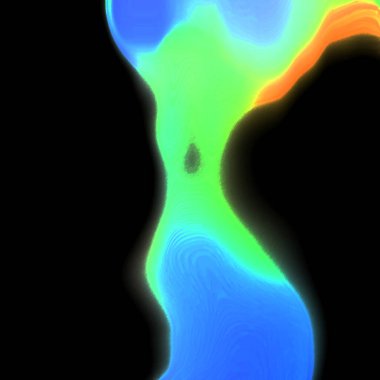 Siyah arkaplanda renkli bir sıvı girdabı