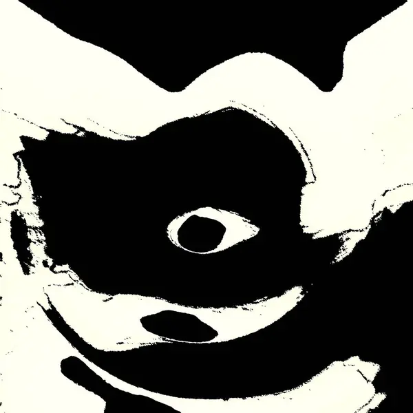 a black and white painting of a cat\'s face