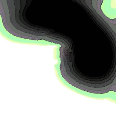 Dünyanın siyah ve yeşil bir haritası.