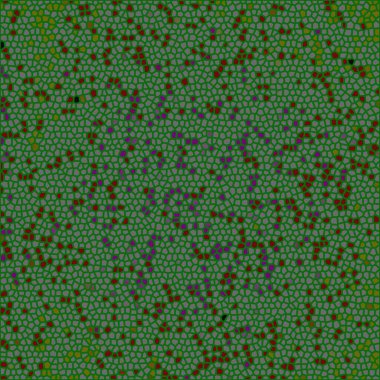 küçük, kırmızı ve yeşil çiçekli yeşil bir arkaplan