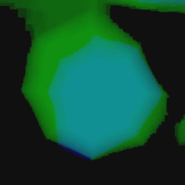 Siyah arkaplanı olan yeşil ve mavi bir şemsiye.