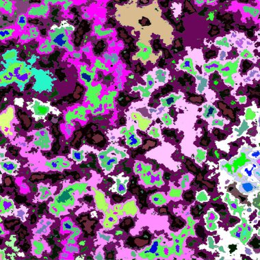 Bir sürü beneği olan çok renkli soyut bir arkaplan.