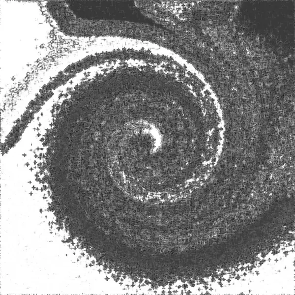 a spiral of dirt with a black and white background
