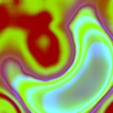 Kuvvetlendirilmiş Joyce, kareler yağlı, bulanık, noktalı, bulutlarla dolu ve düz zeminin üzerinde süzülen kıvrımlı çok renkli doku