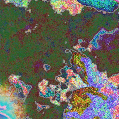 Sayısal tuval dokusundan yapılmış renkli psikedelik arkaplan.