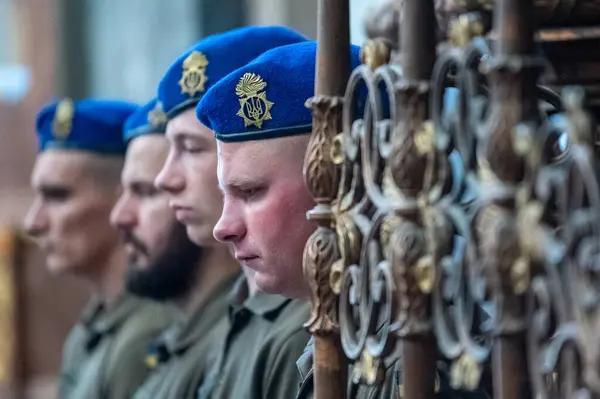 Lviv Ucraina Settembre 2023 Cerimonia Sepoltura Soldato Della Guardia Nazionale — Foto Stock