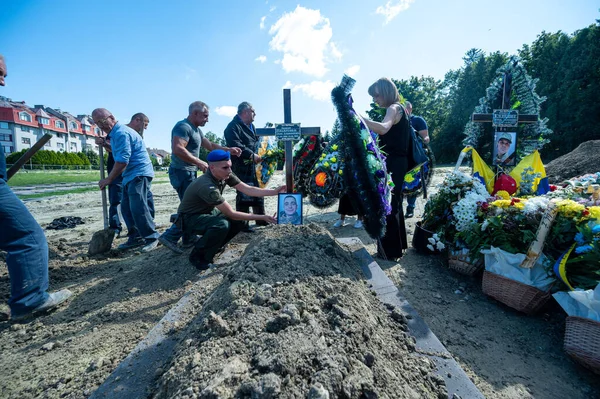 stock image LVIV, UKRAINE, SEPTEMBER 05, 2023 Burial Ceremony Of A Soldier Of The National Guard Of Ukraine Who Died In The Bakhmut Direction