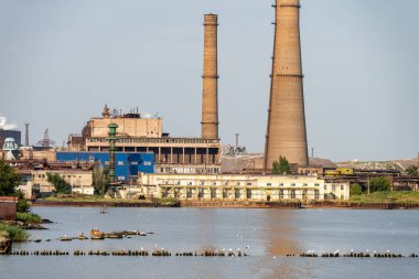 MARIUPOL, UKRAINE, AĞUSTOS 06, 2021: Azovstal Mariupol Metalurji Santrali