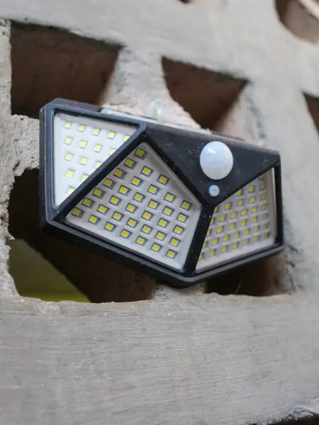 Solar powered emergency lights, hanging on the wall