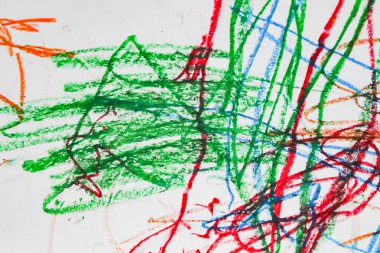 Pastel boyalı bir çocuğun el çizimi.