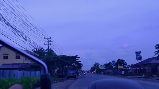 Південна Борнео Індонезія Лютого 2021 Року Ранкова Атмосфера Частині Дороги — стокове відео