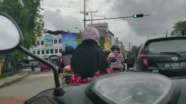 Güney Borneo Endonezya Şubat 2021 Banjarmasin Ahmad Yani Caddesinin Birçok — Stok video
