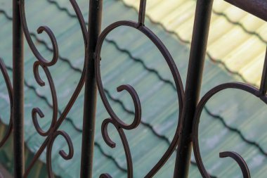 Çitteki demir süsler.