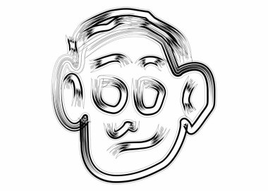 Line art of the face with brush strokes clipart