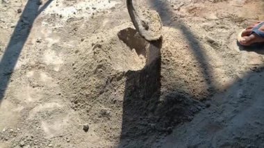 Binalar için çimento ve kum karışımı.