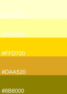 Renk kodlu sarı tonlar için Pantone Renk Paleti