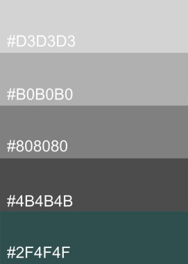 Renk kodlu grinin tonları için Pantone Renk Paleti