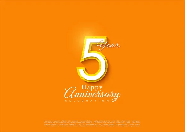 Quinto Anniversario Sfondo Arancione Design Vettoriale Premium — Vettoriale Stock