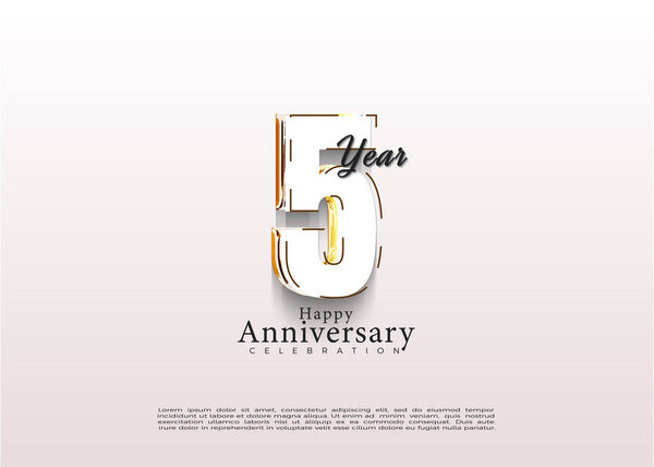 5-летие с красивыми набросками иллюстраций. векторный дизайн премиум класса.