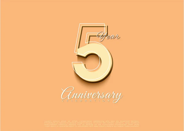 stock vector 5th anniversary with a beautiful cream background. vector premium design.