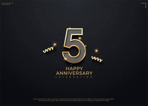 Aniversario Con Hermosa Celebración Decoración Cinta Oro Vector Diseño Premium — Archivo Imágenes Vectoriales