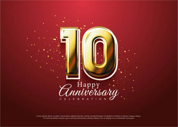 10O Aniversário Com Números Coloridos Ouro Combinados Design Premium Vetorial — Vetor de Stock