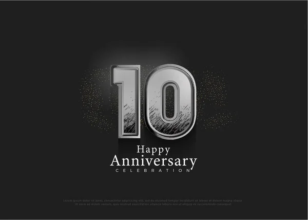 10º Aniversario Con Números Color Oro Combinados Vector Diseño Premium — Vector de stock
