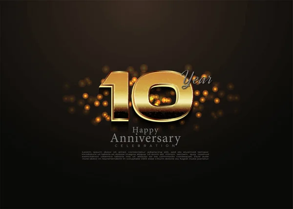 10º Aniversario Con Grandes Números Que Clásico Vector Diseño Premium — Archivo Imágenes Vectoriales