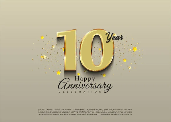 10周年纪念日与优雅的一色概念 矢量溢价设计 — 图库矢量图片