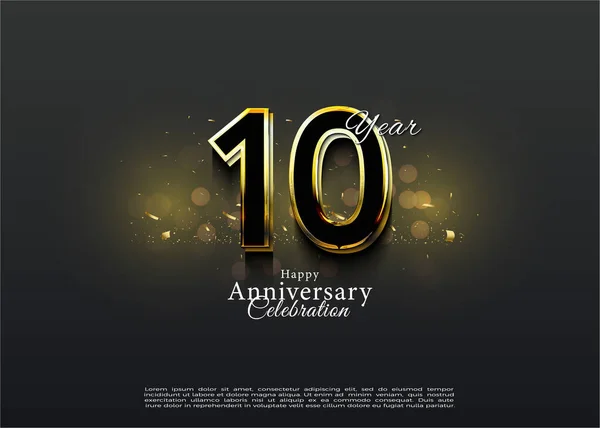 エレガントなお祝いのコンセプトで10周年を迎えました ベクタープレミアムデザイン — ストックベクタ