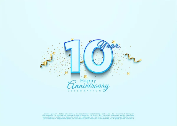 10周年纪念日 色彩华丽 装饰华丽 矢量溢价设计 — 图库矢量图片