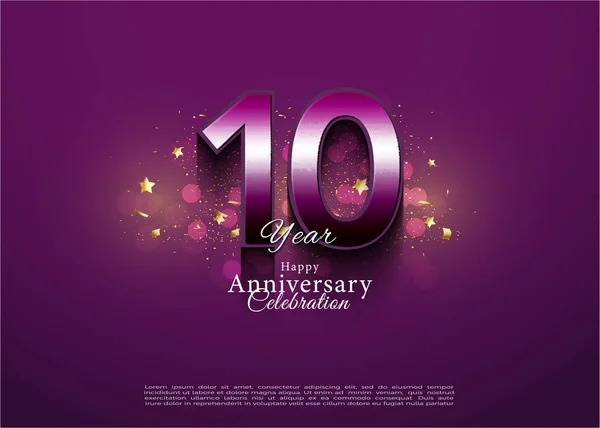 紫色概念的十周年纪念日 矢量溢价设计 — 图库矢量图片