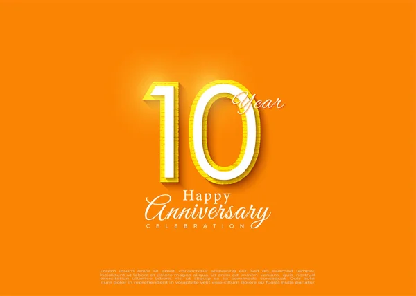 橙色背景的十周年纪念矢量溢价设计 — 图库矢量图片