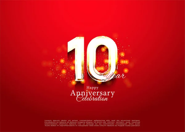 10O Aniversário Com Fundo Bolha Dourada Festiva Design Premium Vetorial — Vetor de Stock